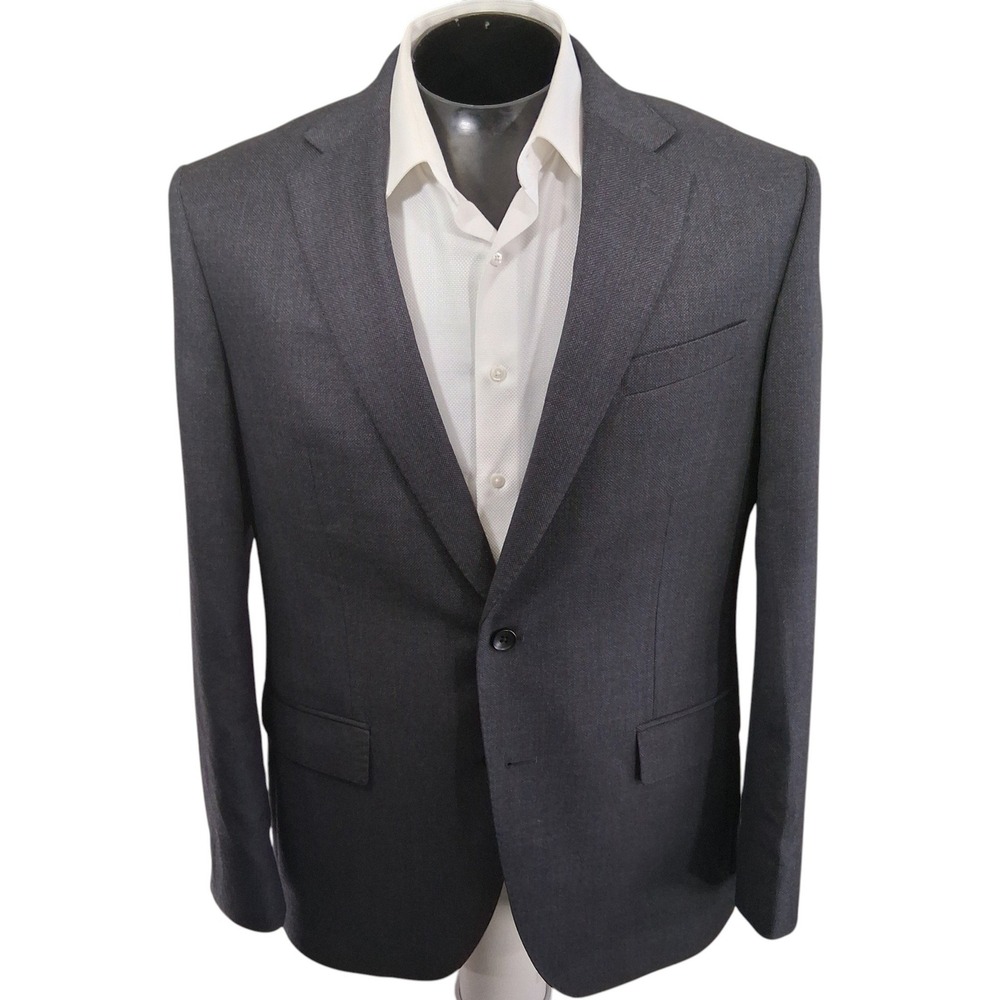 M&S Sartorial Suit Jacket 42R Charcoal Grey Wool Regular Fit Blazer Double Vent - Picture 2 of 9